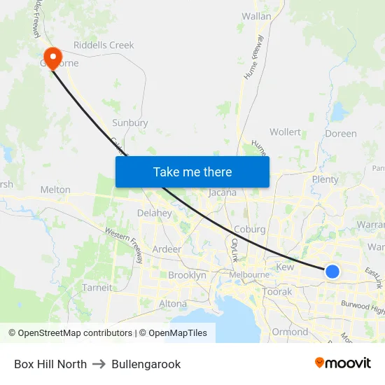 Box Hill North to Bullengarook map