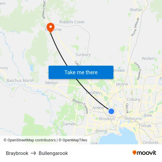 Braybrook to Bullengarook map