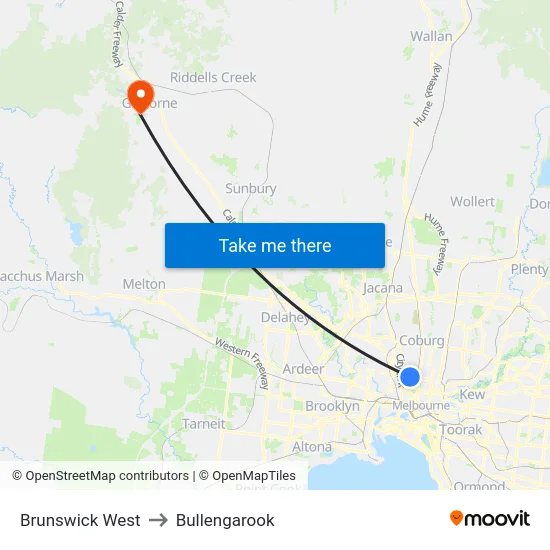 Brunswick West to Bullengarook map