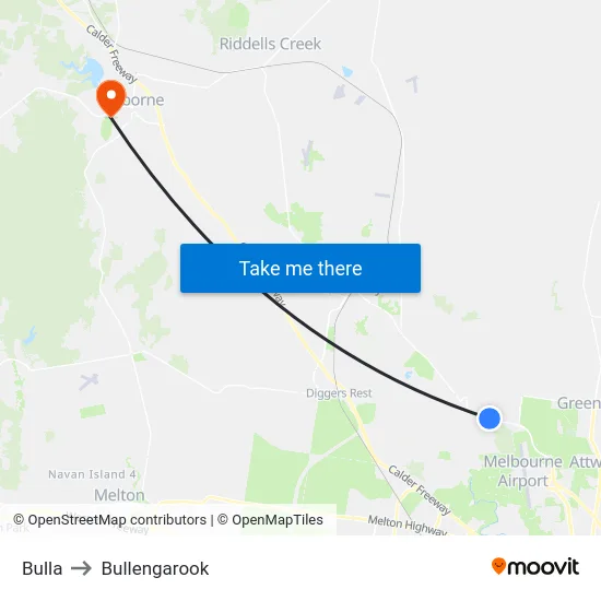 Bulla to Bullengarook map