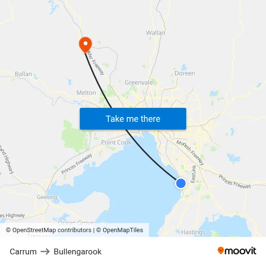 Carrum to Bullengarook map