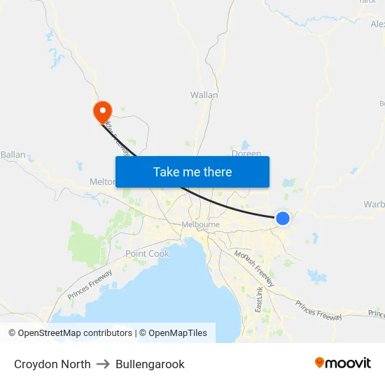 Croydon North to Bullengarook map