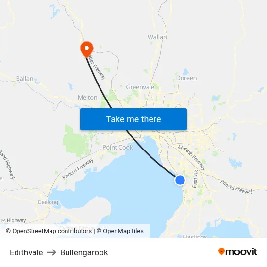 Edithvale to Bullengarook map