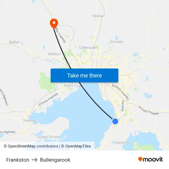 Frankston to Bullengarook map