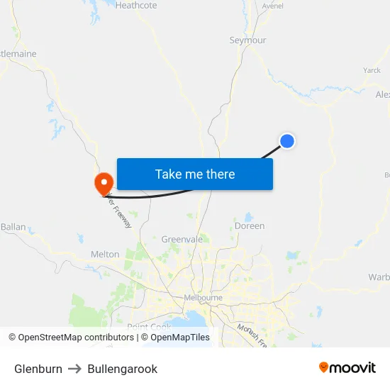 Glenburn to Bullengarook map