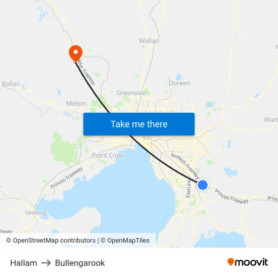 Hallam to Bullengarook map