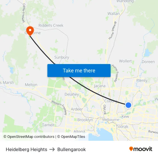 Heidelberg Heights to Bullengarook map