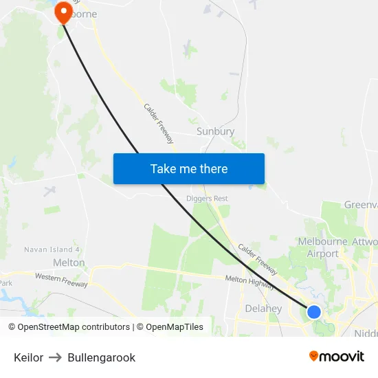 Keilor to Bullengarook map