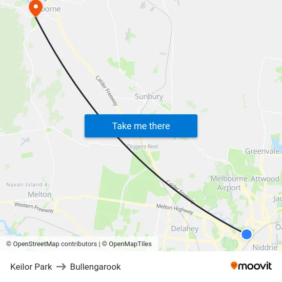 Keilor Park to Bullengarook map