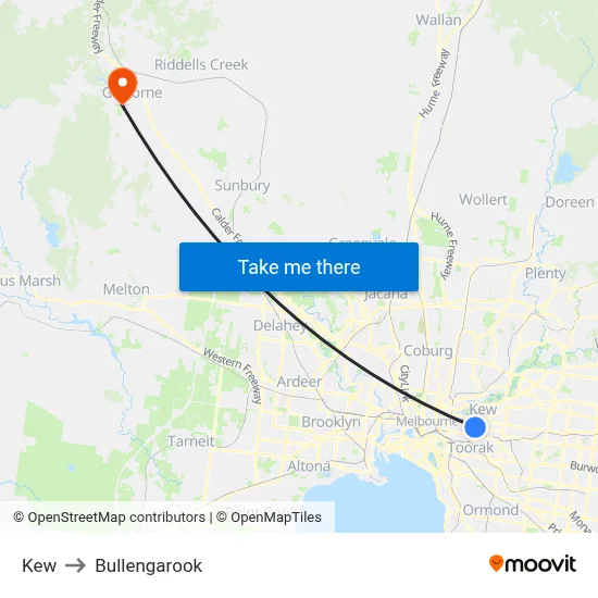 Kew to Bullengarook map