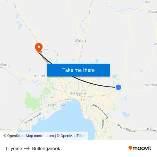 Lilydale to Bullengarook map