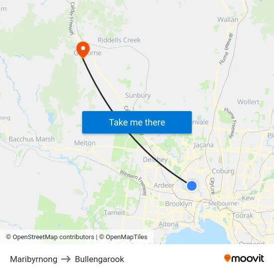 Maribyrnong to Bullengarook map