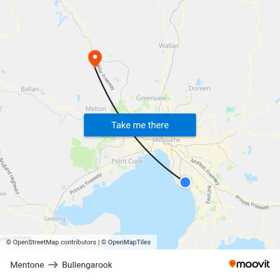 Mentone to Bullengarook map