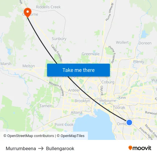 Murrumbeena to Bullengarook map