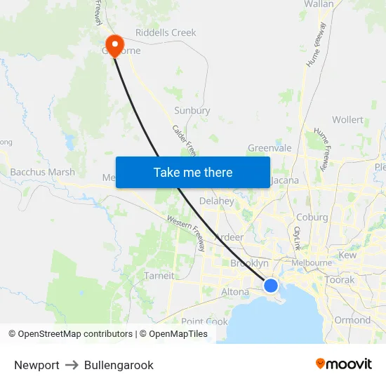 Newport to Bullengarook map