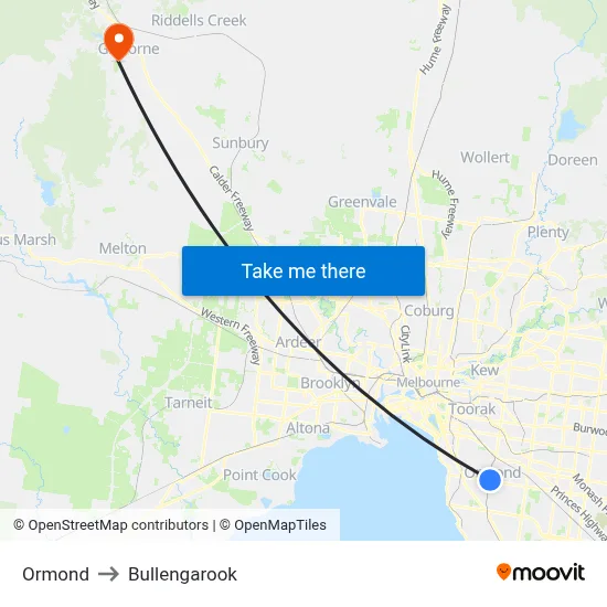 Ormond to Bullengarook map