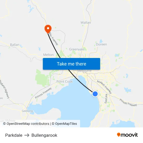 Parkdale to Bullengarook map