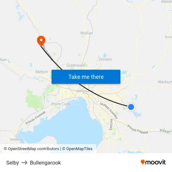 Selby to Bullengarook map