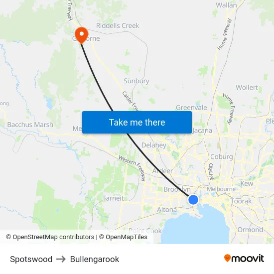 Spotswood to Bullengarook map