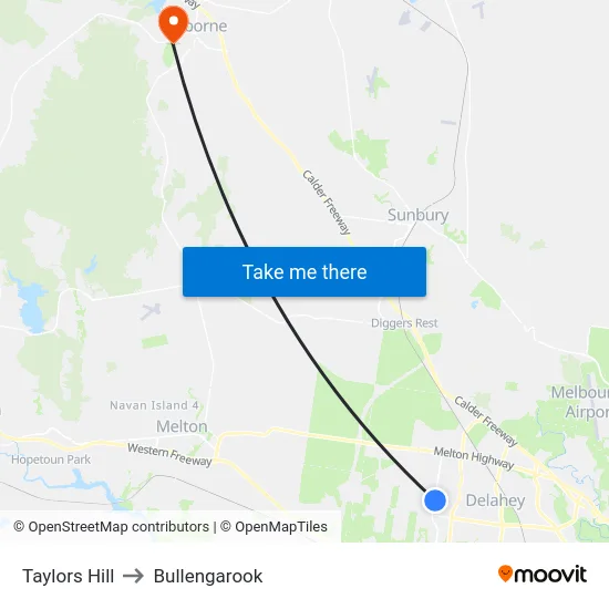 Taylors Hill to Bullengarook map