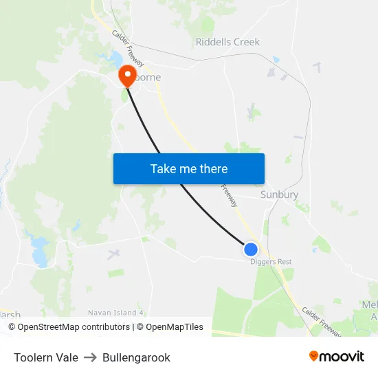 Toolern Vale to Bullengarook map