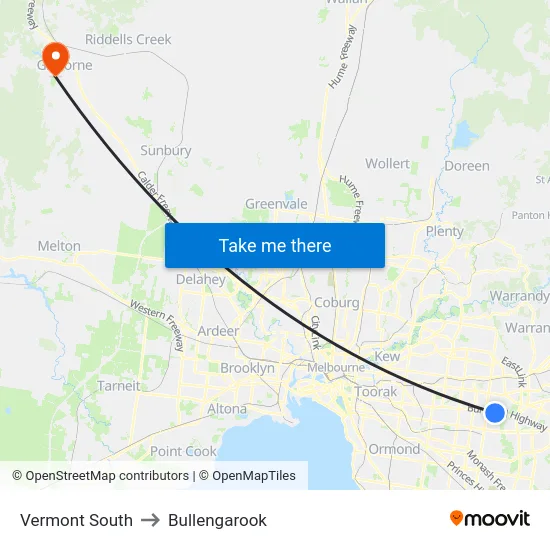 Vermont South to Bullengarook map