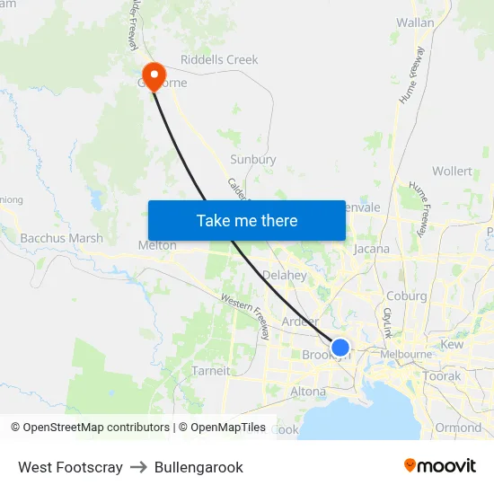 West Footscray to Bullengarook map