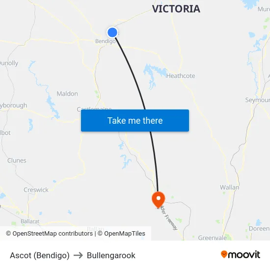 Ascot (Bendigo) to Bullengarook map