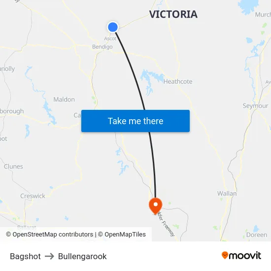 Bagshot to Bullengarook map