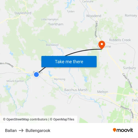 Ballan to Bullengarook map