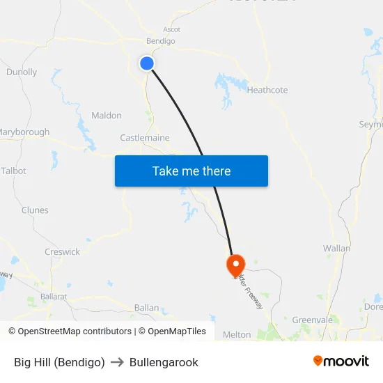 Big Hill (Bendigo) to Bullengarook map