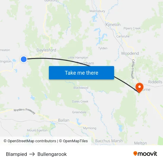 Blampied to Bullengarook map