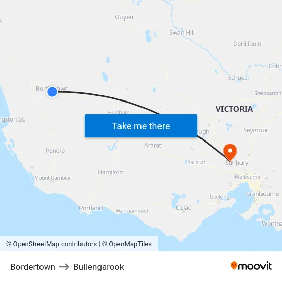 Bordertown to Bullengarook map