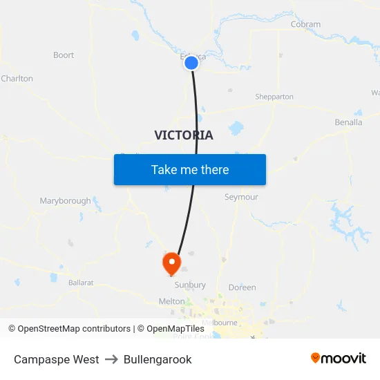Campaspe West to Bullengarook map