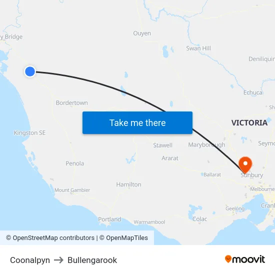 Coonalpyn to Bullengarook map
