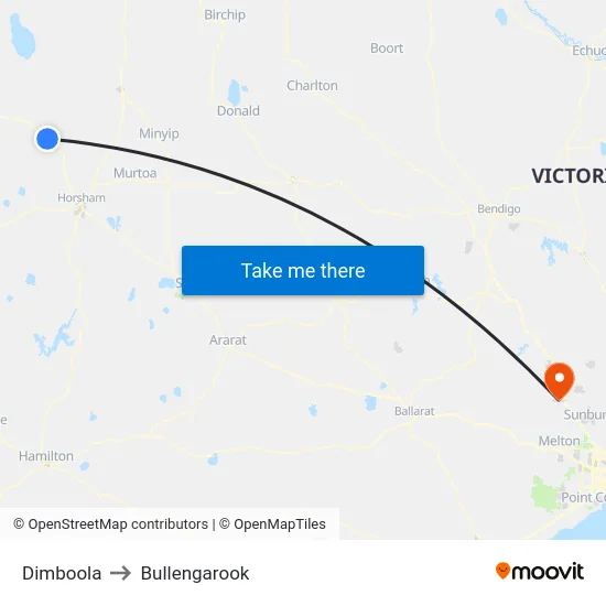 Dimboola to Bullengarook map