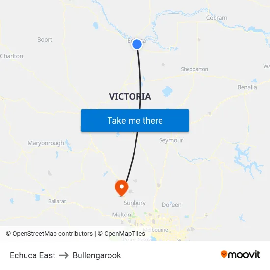 Echuca East to Bullengarook map
