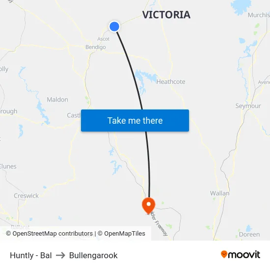 Huntly - Bal to Bullengarook map