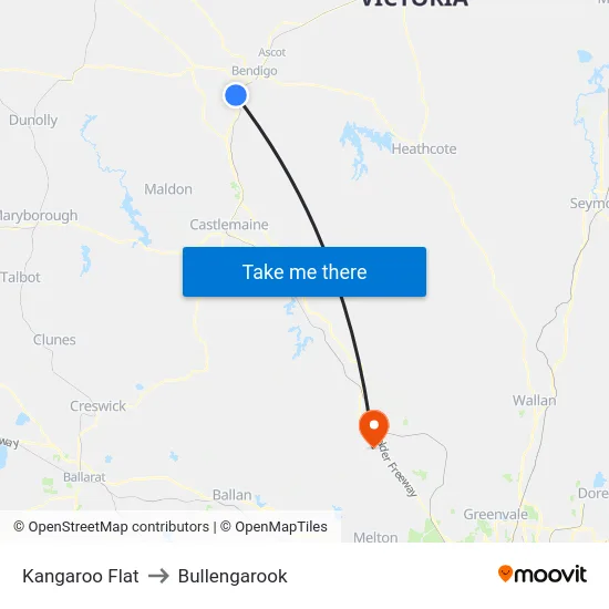 Kangaroo Flat to Bullengarook map