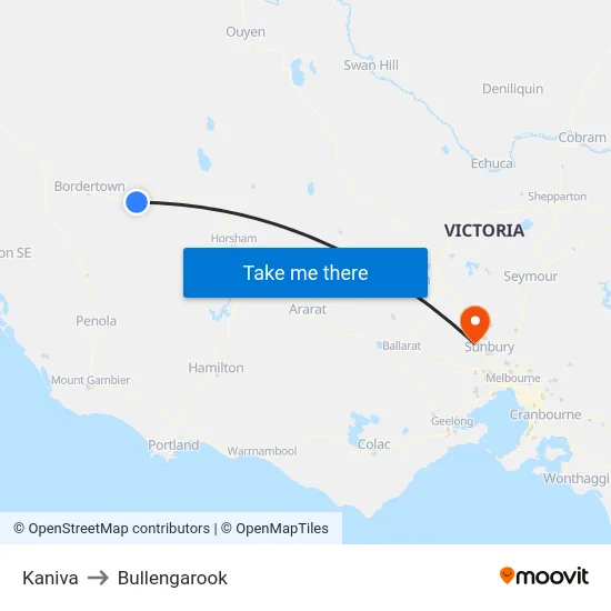 Kaniva to Bullengarook map