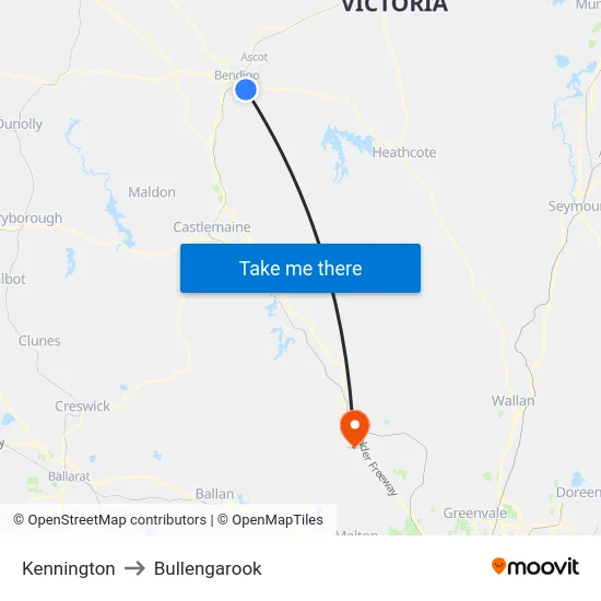 Kennington to Bullengarook map