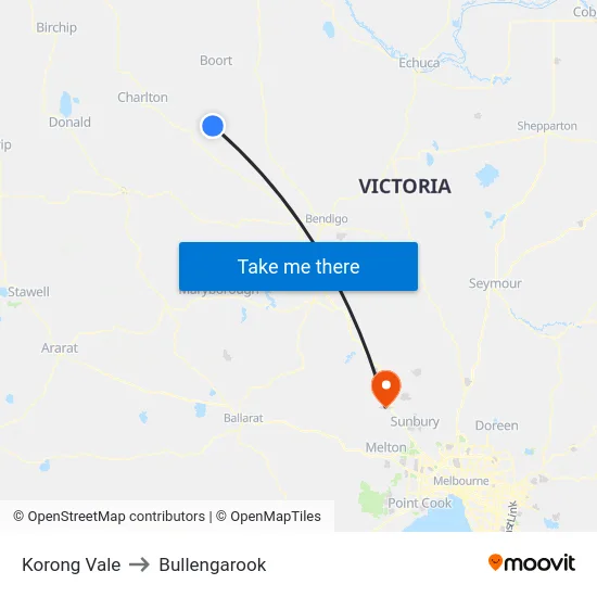 Korong Vale to Bullengarook map