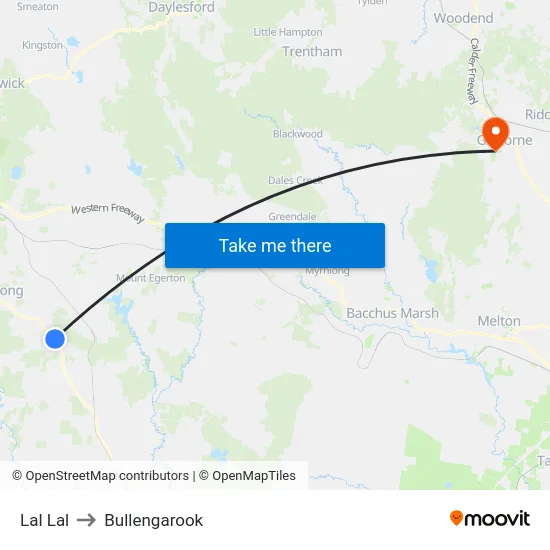 Lal Lal to Bullengarook map