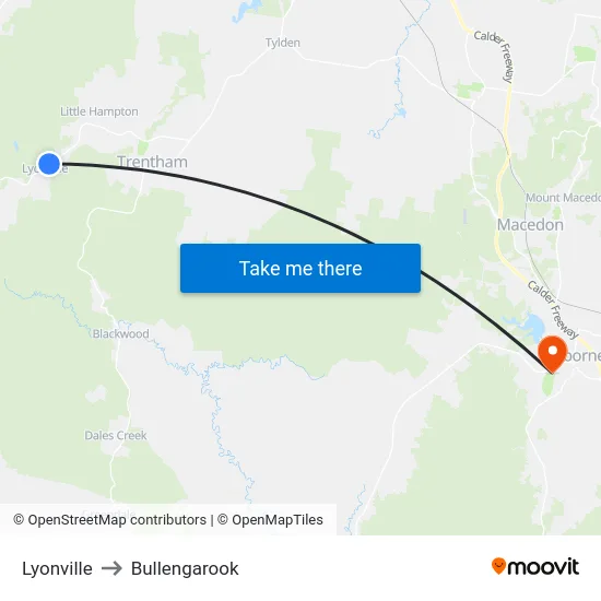 Lyonville to Bullengarook map
