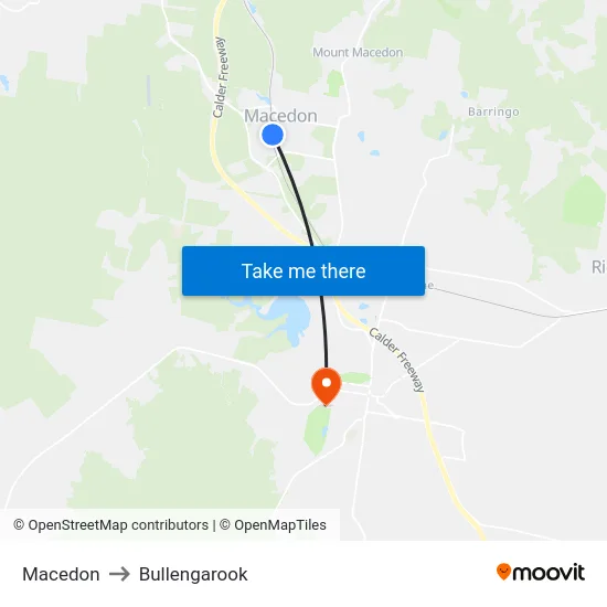 Macedon to Bullengarook map
