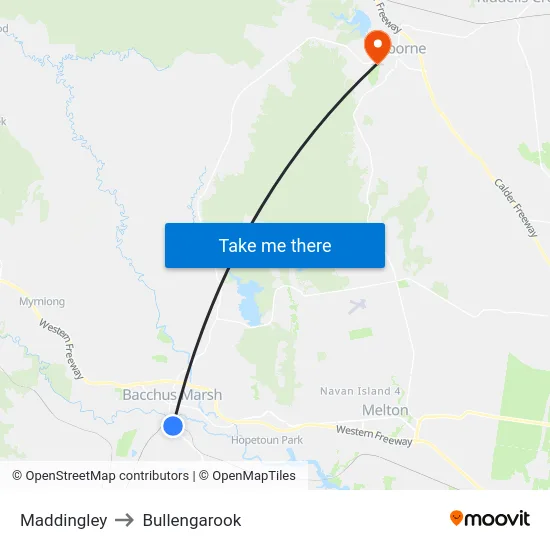 Maddingley to Bullengarook map