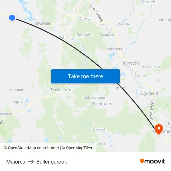 Majorca to Bullengarook map