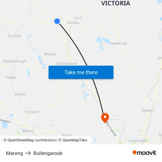 Marong to Bullengarook map