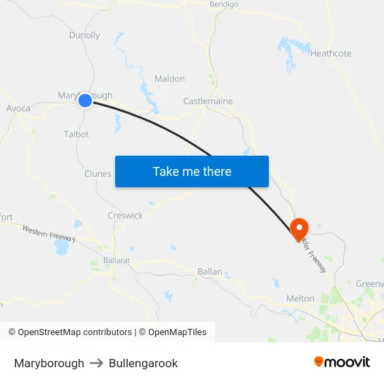 Maryborough to Bullengarook map