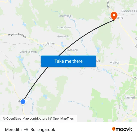 Meredith to Bullengarook map